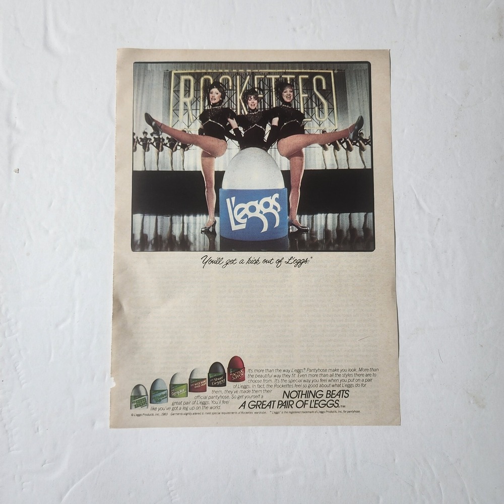 Vintage Print Ad ROCKETTES L'eggs pantyhose legs clipping 1983 8x10.5